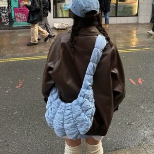 More Bingstin Croissant Shoulder Crossbody Bag Pleated Cloud Bag Large Capacity