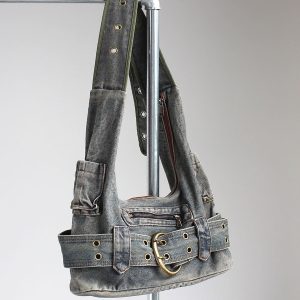 Retro Y2K Large Capacity Denim Shoulder Underarm Bag Casual Crossbody