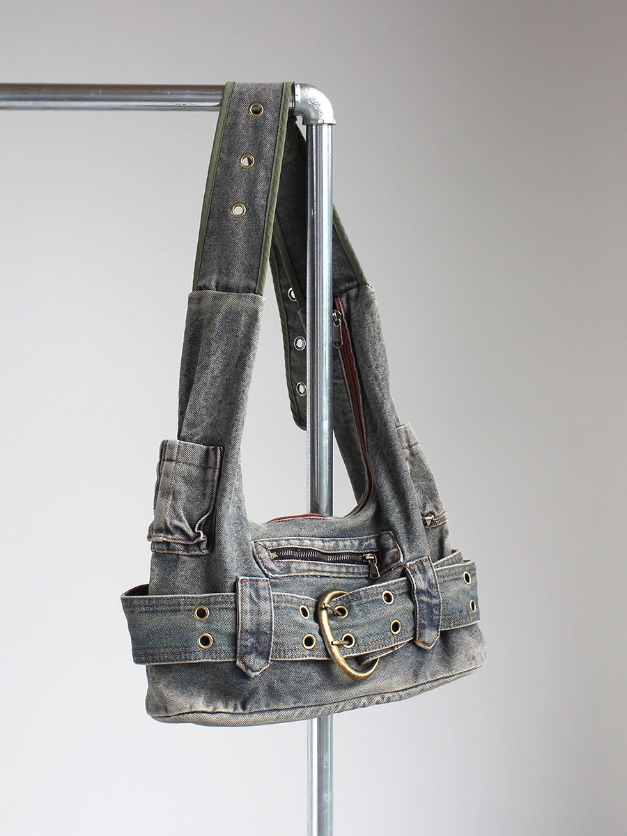 Retro Y2K Large Capacity Denim Shoulder Underarm Bag Casual Crossbody