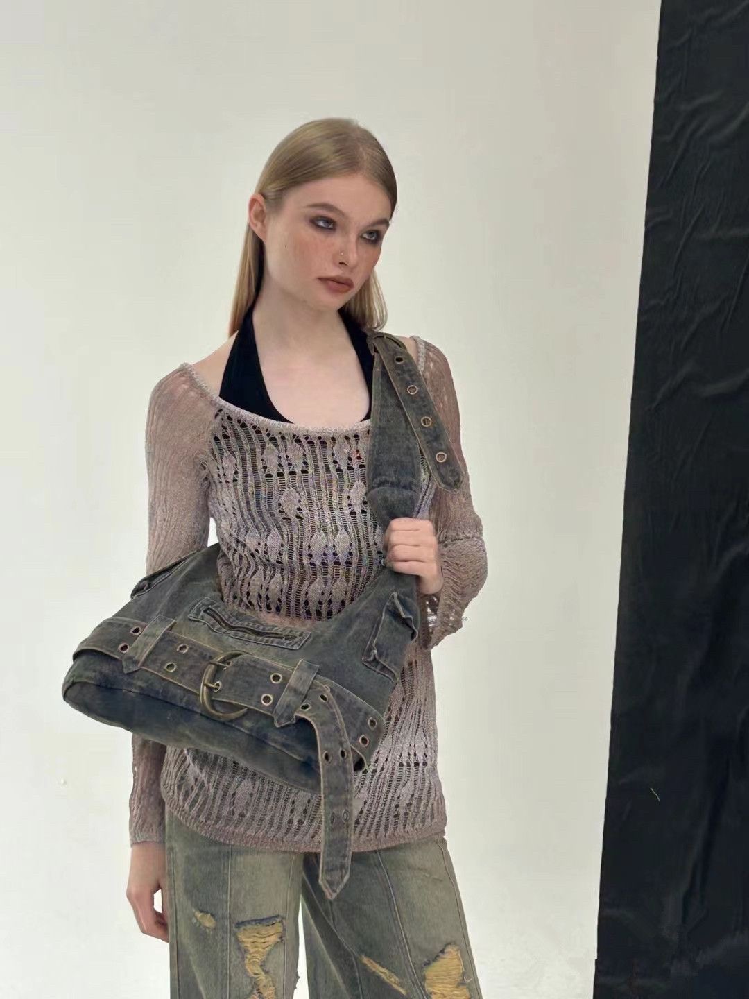 Retro Y2K Large Capacity Denim Shoulder Underarm Bag Casual Crossbody - Image 4