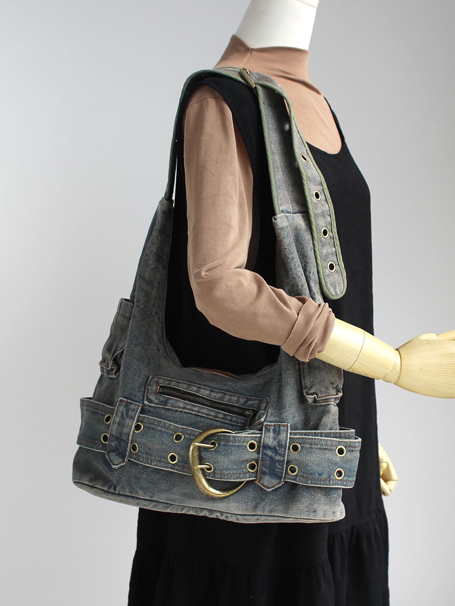 Retro Y2K Large Capacity Denim Shoulder Underarm Bag Casual Crossbody - Image 3