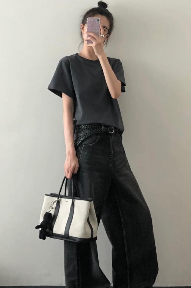 MBH Cowhide and Canvas Garden Tote Bag Casual Color Block Commuter Handbag with Shoulder Strap and Storage Pouch - Image 5