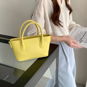 MBH Korean Style Niche Design Genuine Leather Tote Bag High-End Crossbody Handbag with Shoulder Strap