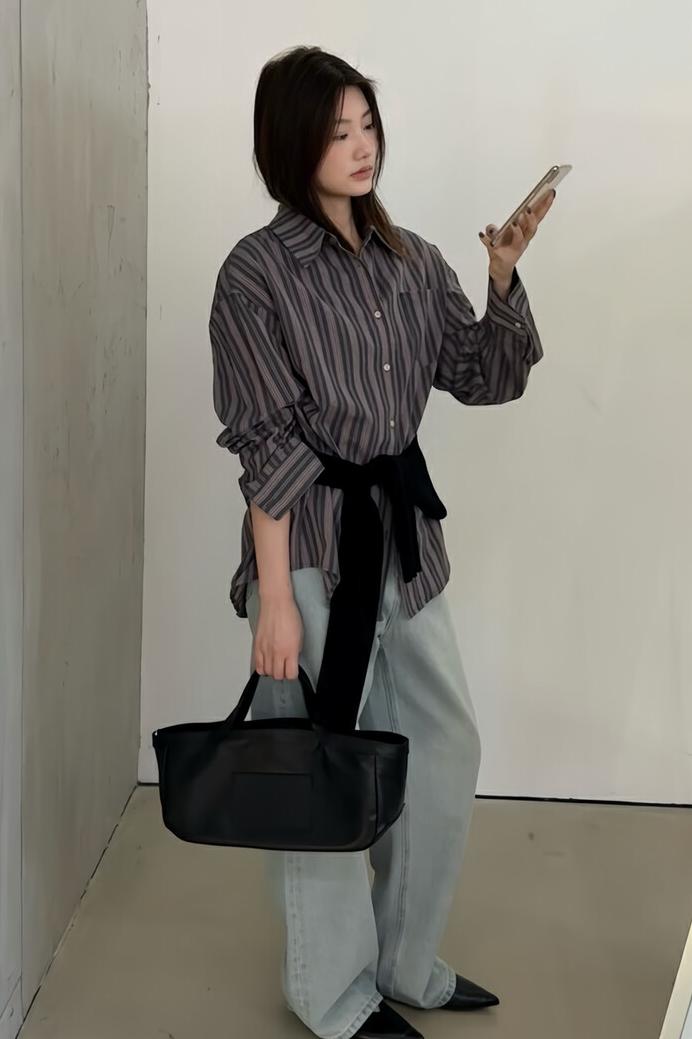 MBH Korean Designer Top Layer Cowhide Tote Bag Minimalist Large Capacity Commuter Handbag - Image 5