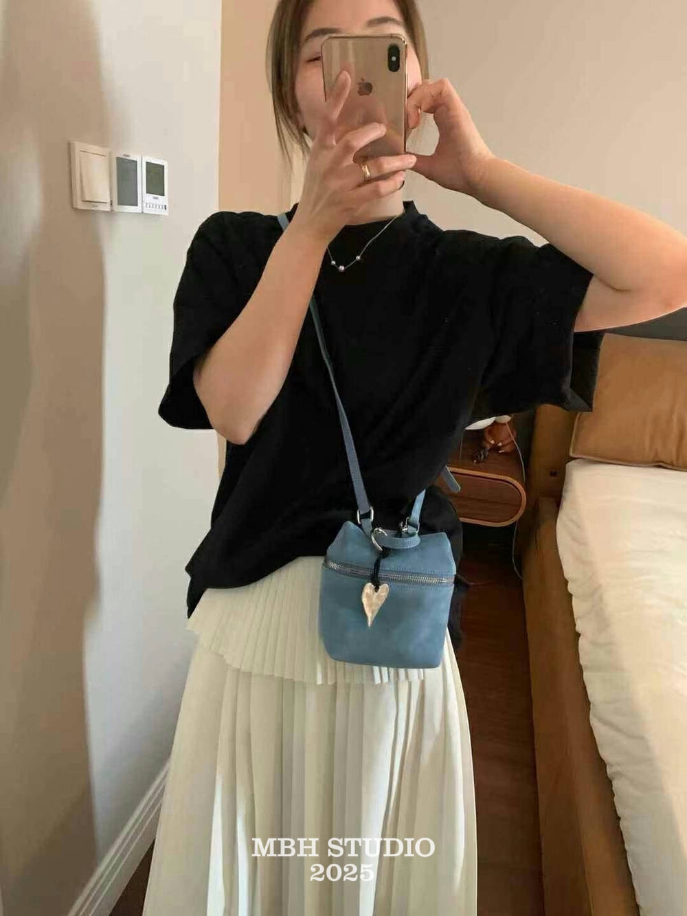 MBH Mini Casual Handbag Crossbody Bag with Strap and Charm