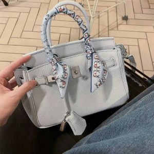 MBH Mini Top-Grain Leather Handbag Crossbody Bag with Shoulder Strap and Lock