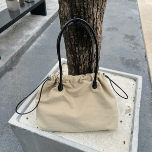 MBH Minimalist Drawstring Nylon Tote Bag Lightweight Summer Casual Shoulder Bag