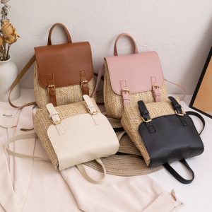 2024 New Cross-Border Summer Fashion Woven Straw Backpack Women's Bag