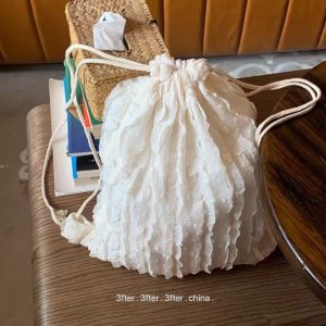 Lace Chiffon Drawstring Backpack Shoulder Bag