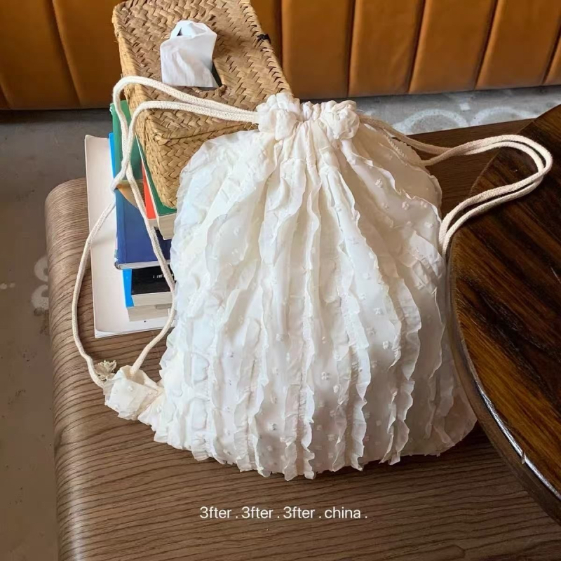Lace Chiffon Drawstring Backpack Shoulder Bag