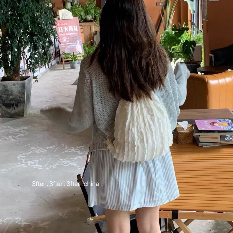 Lace Chiffon Drawstring Backpack Shoulder Bag - Image 2