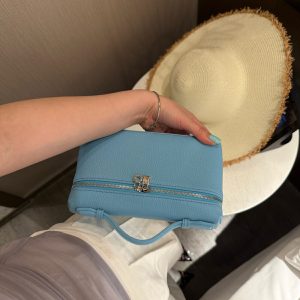 MBH Top Grain Leather Lunch Box Bag Light Luxury Crossbody Handbag with Strap
