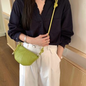 MBH Lambskin Croissant Bag Dopamine Leather Horn Bag Korean Niche Shoulder Crossbody Bag