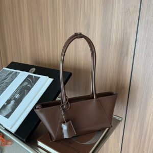 MBH Korean Dongdaemun Genuine Leather Baguette Bag Minimalist Commuter Magnetic Shoulder Bag with Charm
