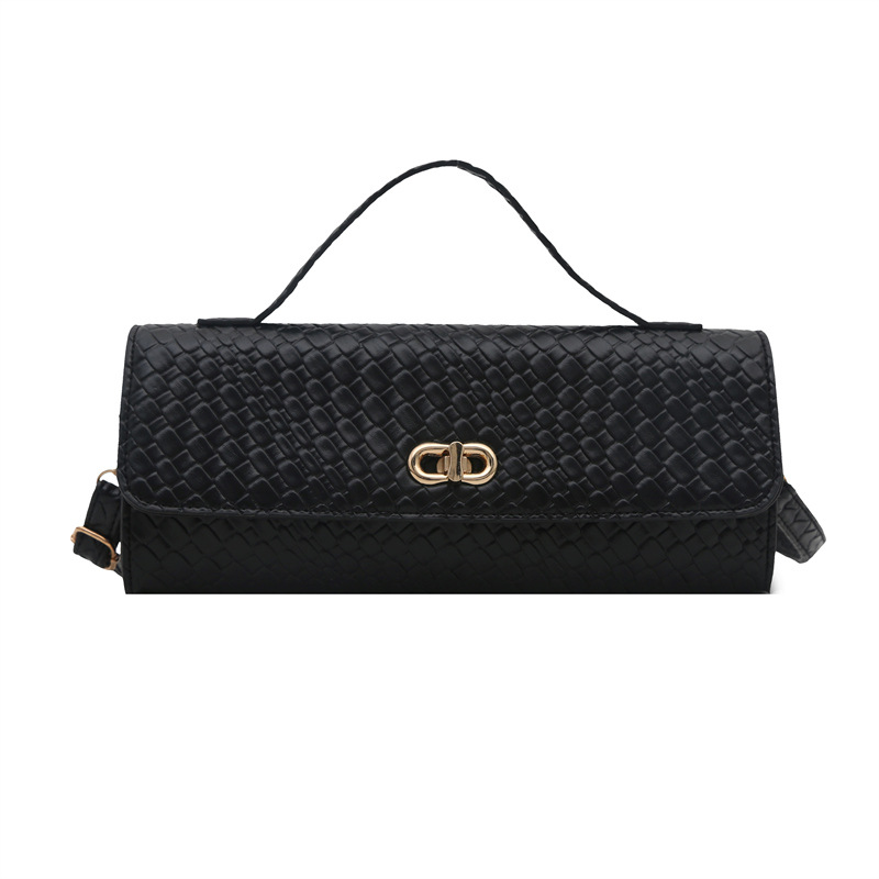 Women's Woven Baguette Shoulder Bag 2025 Autumn Versatile Handbag Retro Evening Bag