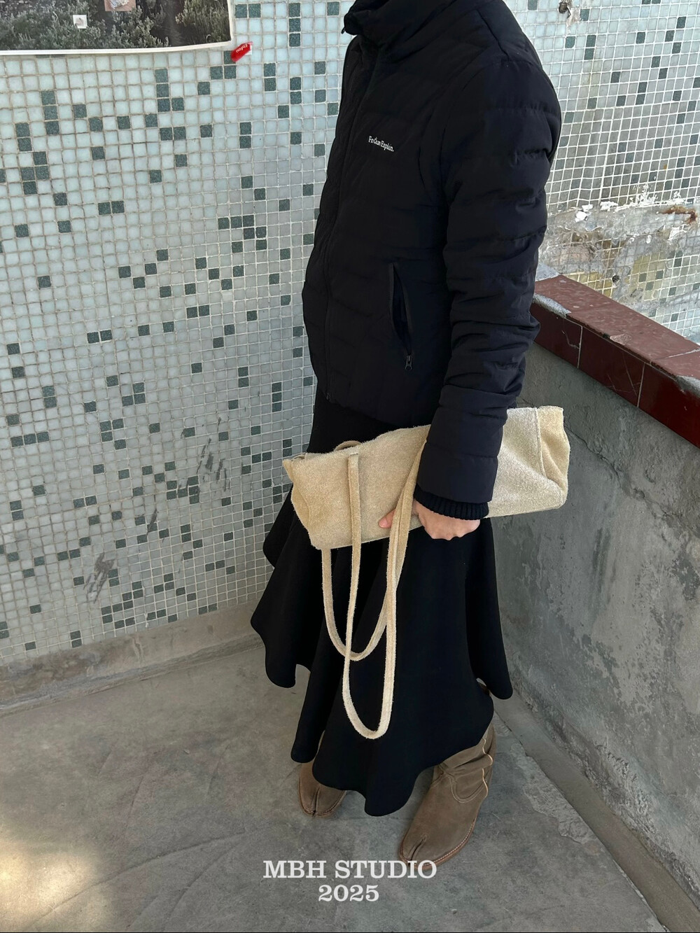 MBH Top-Grain Matte Leather Baguette Bag Korean Niche Design Commuter Shoulder Bag - Image 4